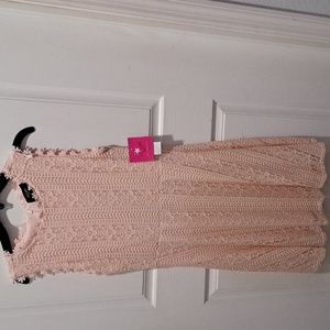 Beautees Girls' Sleeveless Fit and Flare Lace Dress without Necklace - Blush